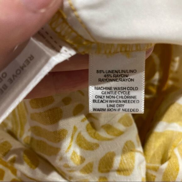 Ann Taylor Loft Yellow‎ & White Leaf Linen Skirt - Picture 5 of 8